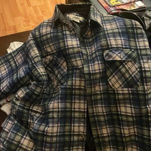 Men’s flannel shirt insulated lined plaid, green blue white black